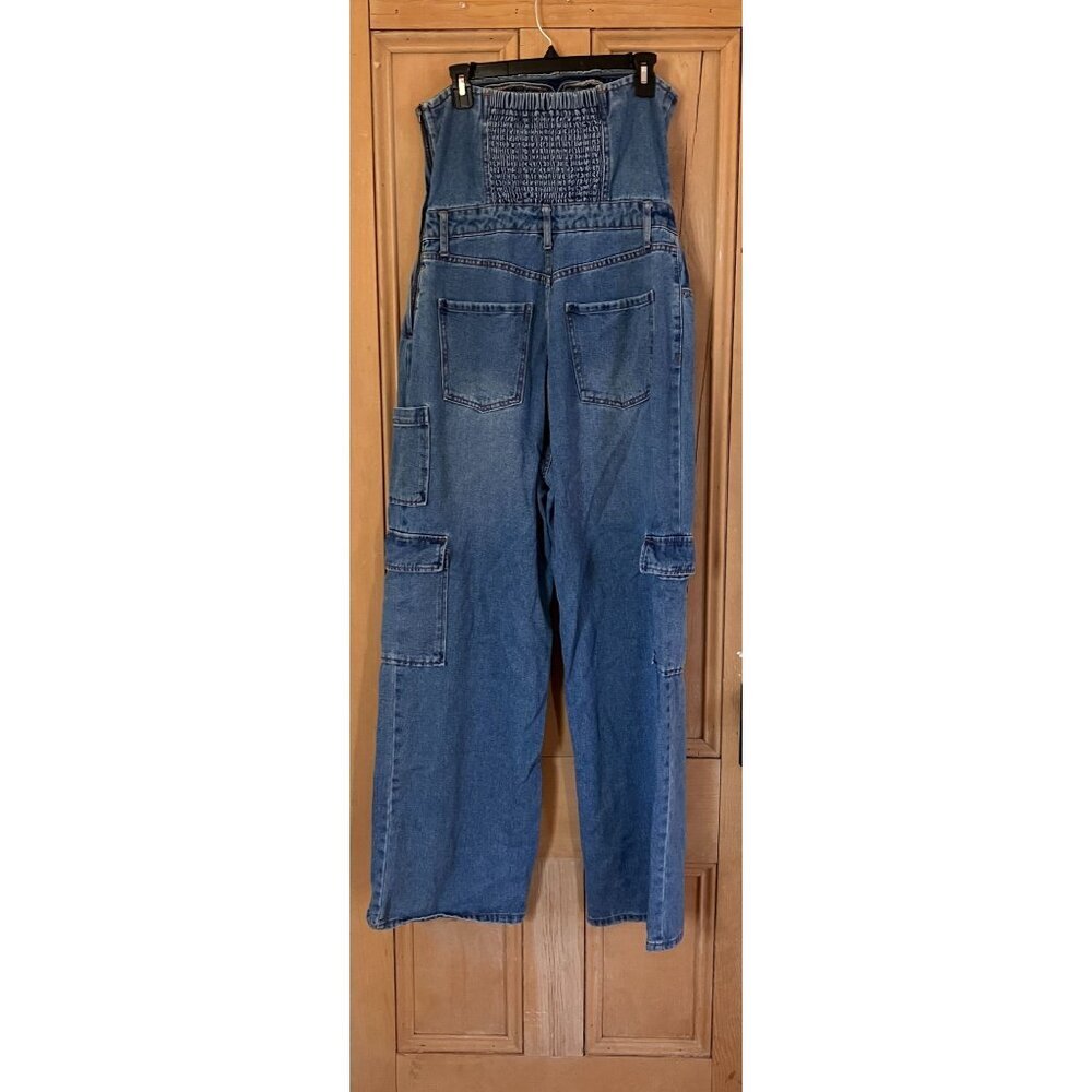 Wild Fable Womens Denim Tube Strapless Cargo Jumpsuit Size Medium Blue SP EXC - Picture 10 of 12